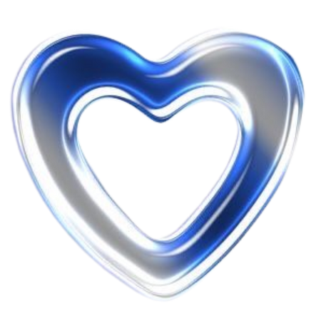 blue and white holographic heart